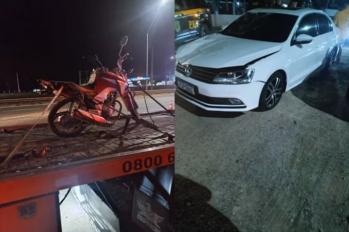 Colisão entre carro e moto deixa três feridos na BR-324 em Amélia Rodrigues 2 acidente em amélia rodrigues