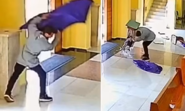 homem invade igreja
