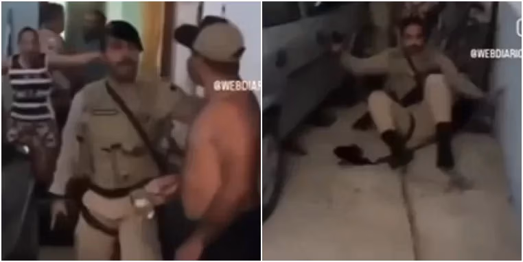 briga agressão a policial porto seguro som alto