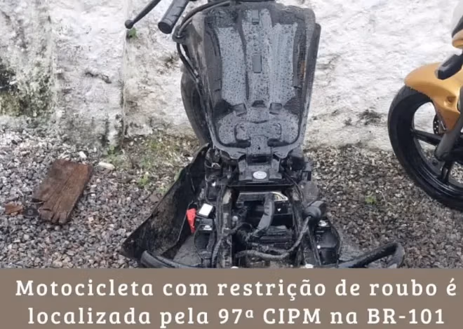 Polícia Militar recupera moto roubada na BR-101