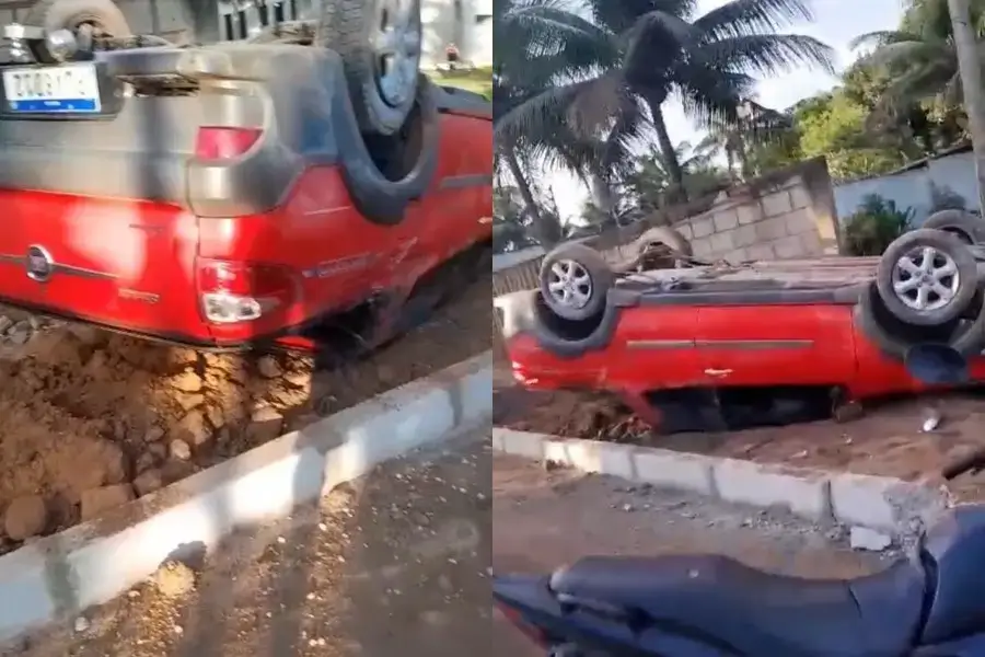 acidente carro capotado