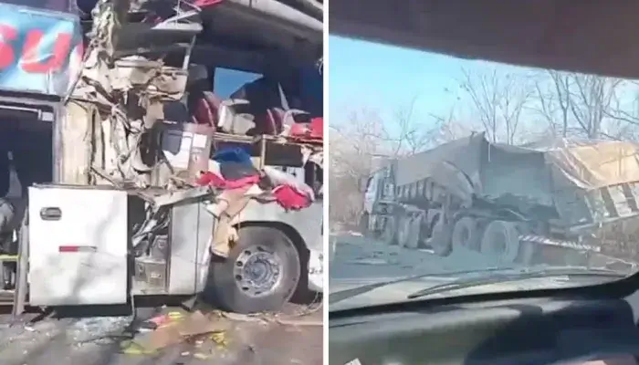 acidente ônibus e carreta