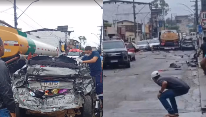 Nazaré caminhão-tanque desgovernado
