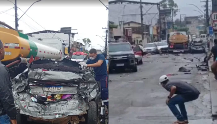 Nazaré caminhão-tanque desgovernado