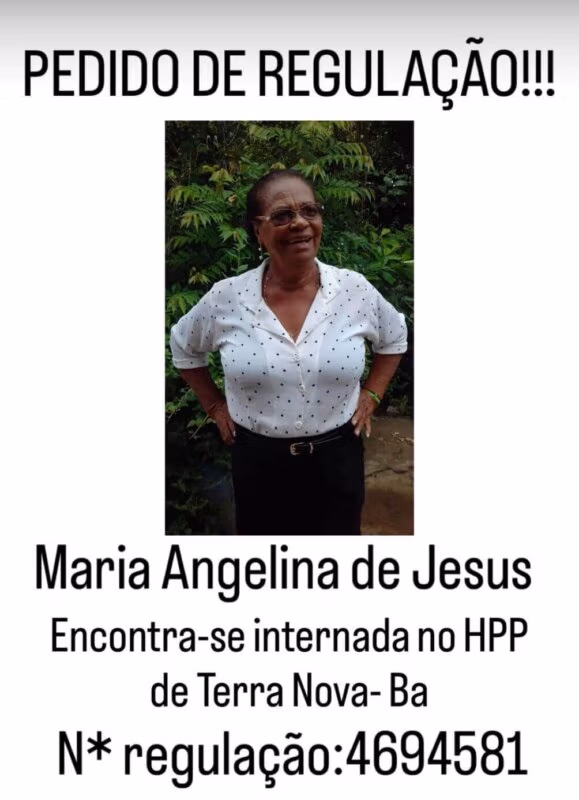Família de paciente com AVC em Terra Nova apela por vaga e agilidade na Regulação Estadual 2 card regulação maria angelina Terra Nova