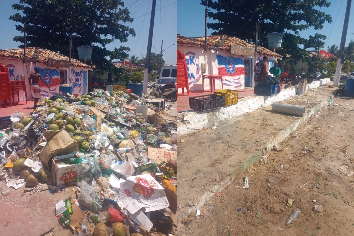 ruas de saubara limpas após descarte irregular de lixo