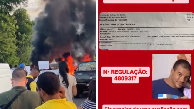 manifestação na BA-001 em Nazaré, Bahia.