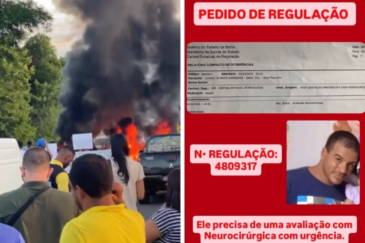 manifestação na BA-001 em Nazaré, Bahia.