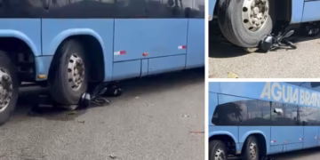 motociclista tem moto destruída por ônibus em Santo Antônio de Jesus