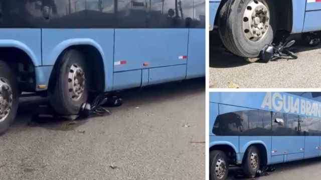 motociclista tem moto destruída por ônibus em Santo Antônio de Jesus