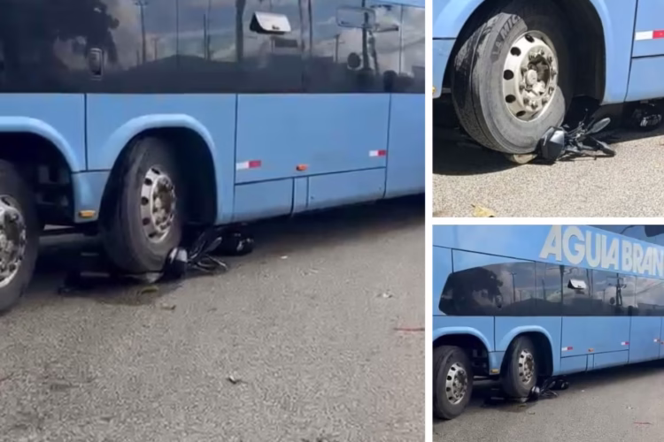 motociclista tem moto destruída por ônibus em Santo Antônio de Jesus