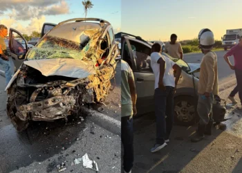 acidente envolvendo carro e ônibus na BR-101 entre os municípios de Governador Mangabeira e Cachoeira.