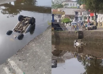 carro capotado no rio subaé em santo amaro