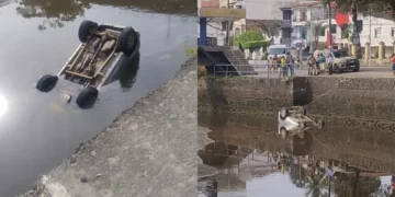 carro capotado no rio subaé em santo amaro