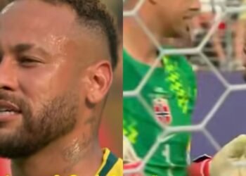 meio de leitura labial a troca de provocações ásperas entre Neymar e o goleiro n
