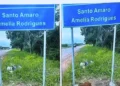 placa de divisa de territórios entre Santo Amaro e Amélia Rodrigues com Conceição do Jacuípe