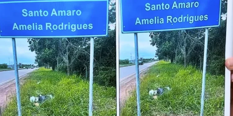 placa de divisa de territórios entre Santo Amaro e Amélia Rodrigues com Conceição do Jacuípe
