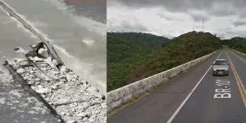 Ponte Pedra do Cavalo com fissura na junta de dilatação