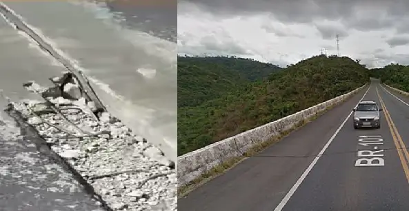 Ponte Pedra do Cavalo com fissura na junta de dilatação