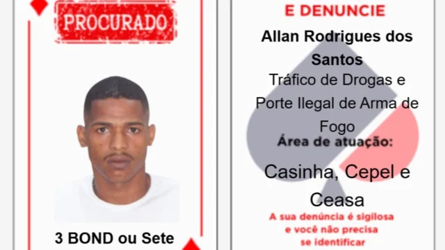 Arte divulgada pela SSP-BA com a foto de Allan Rodrigues dos Santos, o "3 Bond"
