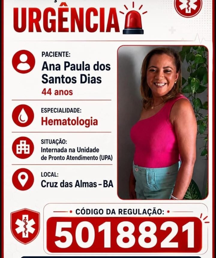 paciente pede regulação de urgência em Cruz das Almas