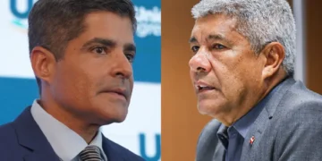 imagem dividida: um lado ACM Neto e no outro Jerônimo Rodrigues