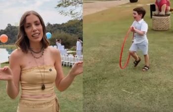 Fabiana Justus celebra aniversário de 3 anos de Luigi com festa intimista no sítio