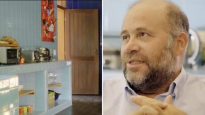Otávio Müller transforma sobras de azulejo em cozinha afetiva no Rio de Janeiro