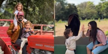 Renato Góes e Thaila Ayala levam filhos para dia de lazer em fazenda no interior