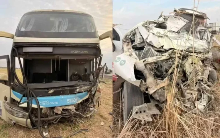 acidente entre ônibus e carro de funerária