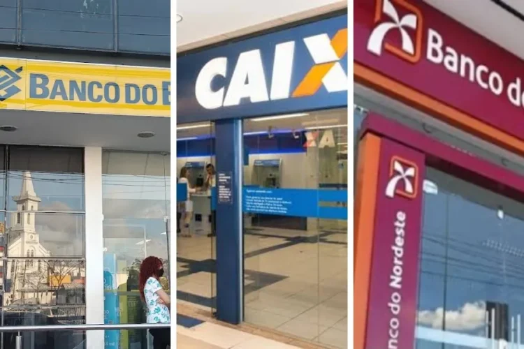 foto montada: Banco do Brasil, Caixa e Banco do Nordeste