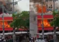 imagens de deposito de um supermercado em chamas na cidade de Feira de Santana