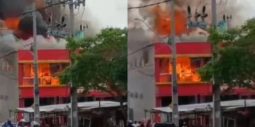 imagens de deposito de um supermercado em chamas na cidade de Feira de Santana