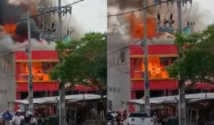 imagens de deposito de um supermercado em chamas na cidade de Feira de Santana