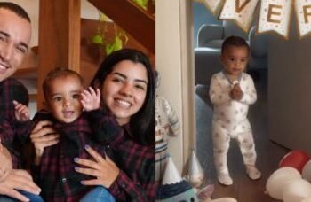 Joaquim, filho de João Gomes e Ary Mirelle, comemora seu primeiro ano de vida
