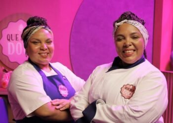 Amanda Barretto e sua irmã Marília no programa 'Que Seja Doce'